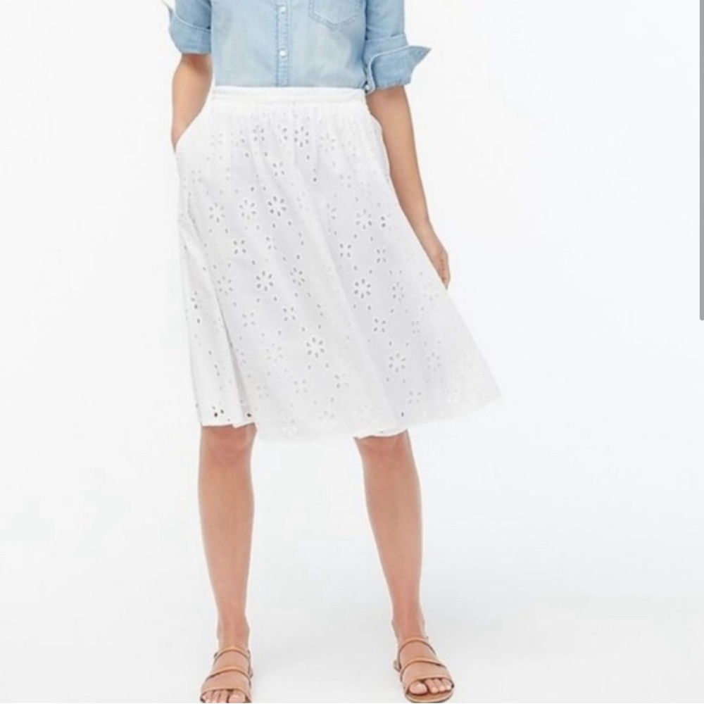 J Crew Eyelet White Skirt